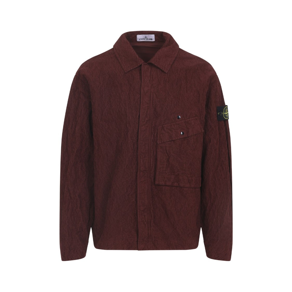 Stone Island Bordeaux Cotton And Nylon Corduroy Shirt