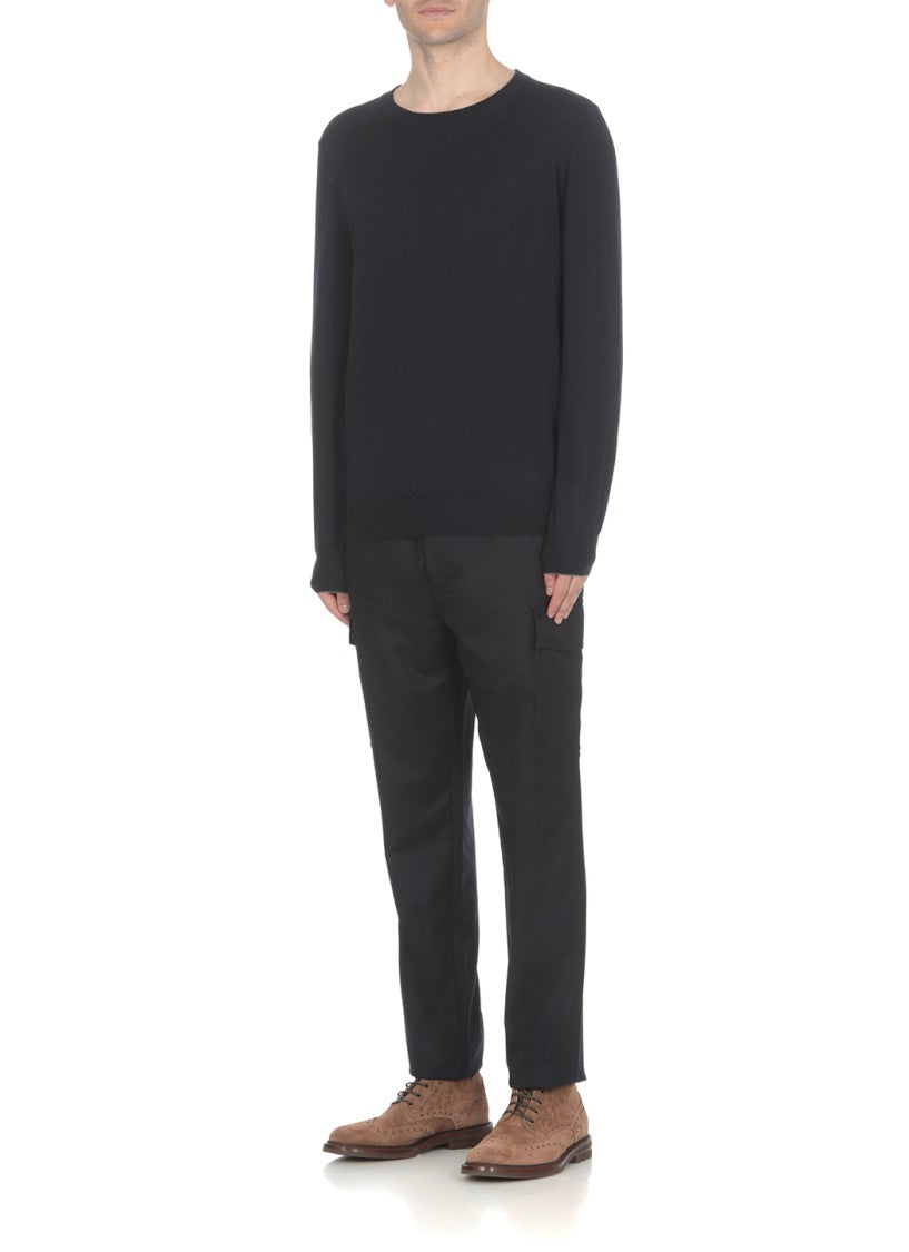 Brunello Cucinelli Navy Blue Virgin Wool/Cashmere Blend Sweater