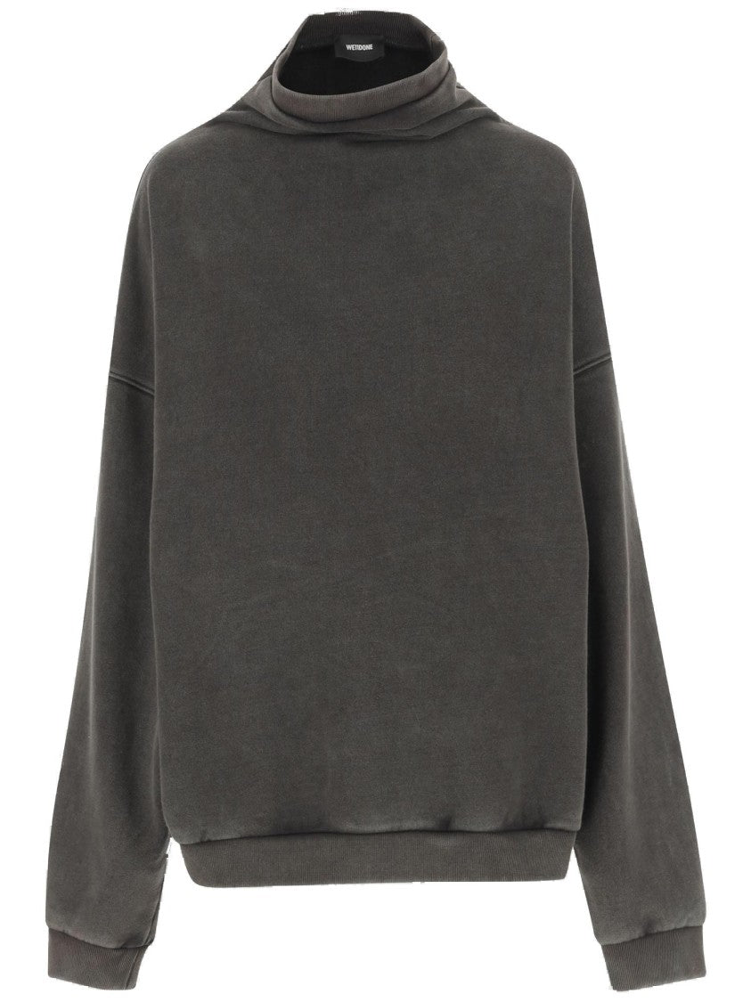 We11 Done High Collar Cotton Sweatshirt With Dropped Shoulders