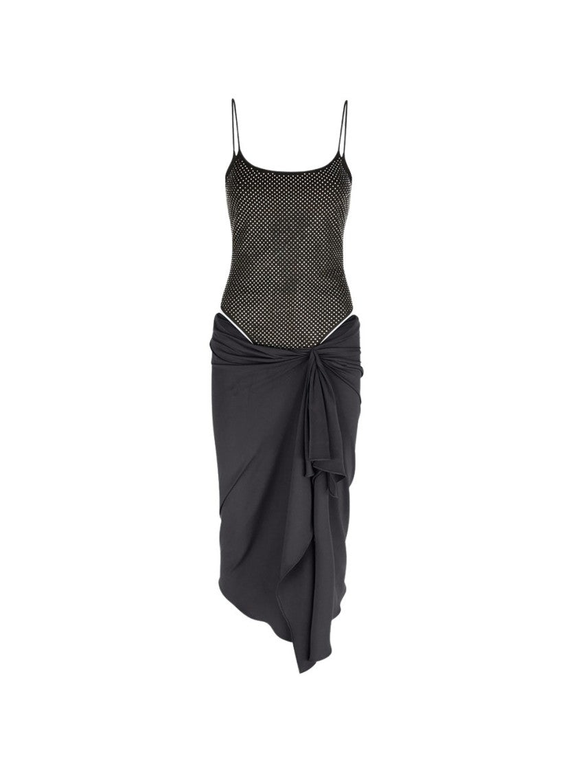 The Attico Asymmetrical Hem Bodycon Midi Dress