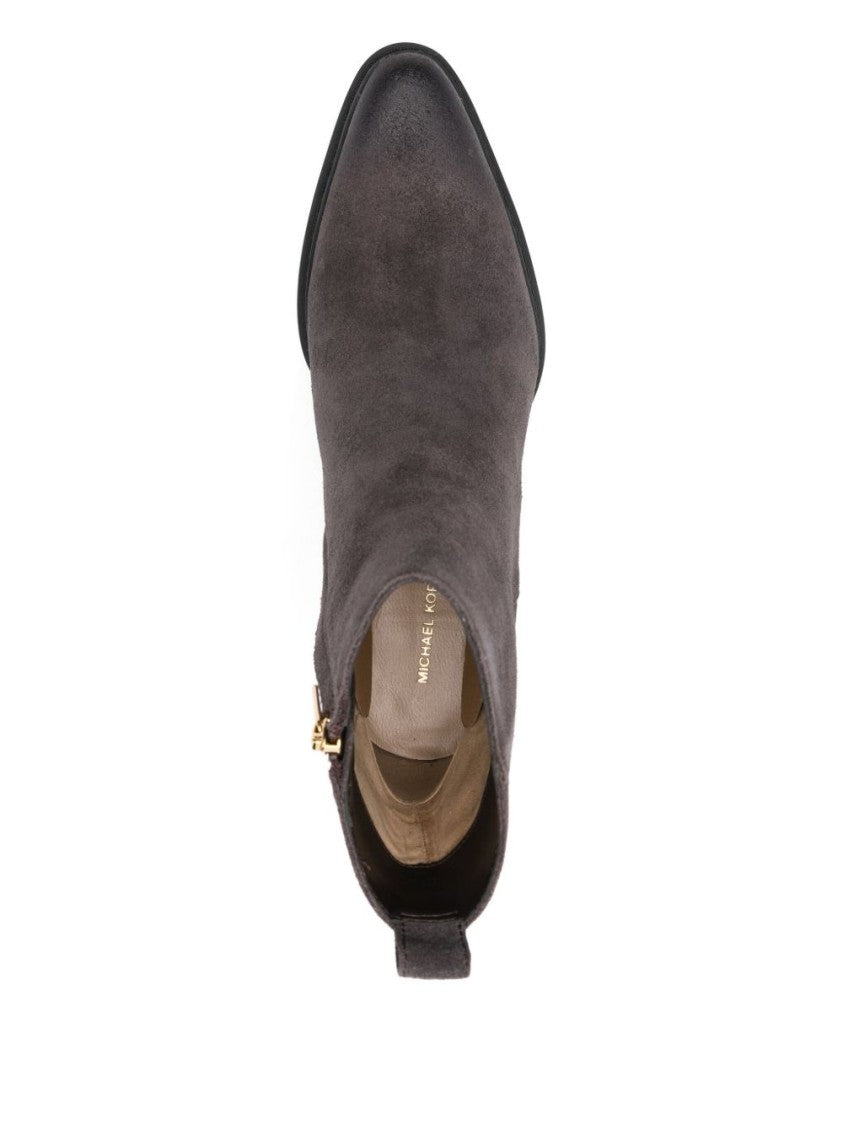 Michael Kors Refined Brown Ankle Boots With Gold-Tone Detail