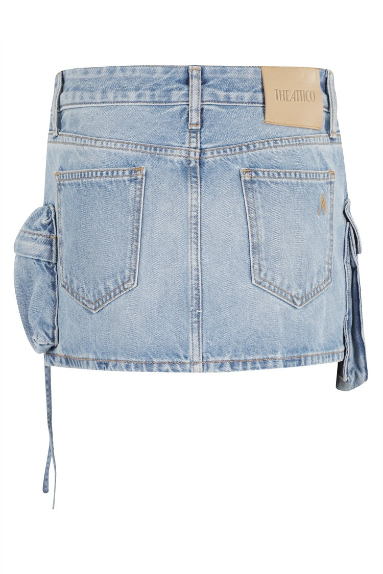 The Attico Light Blue High-Waisted Denim Mini Skirt