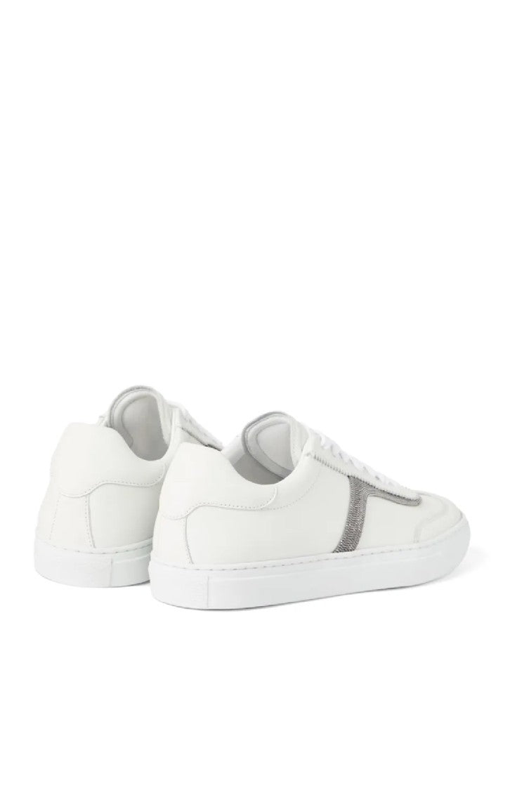Brunello Cucinelli Low-Top Leather Sneakers With Textured Stripe