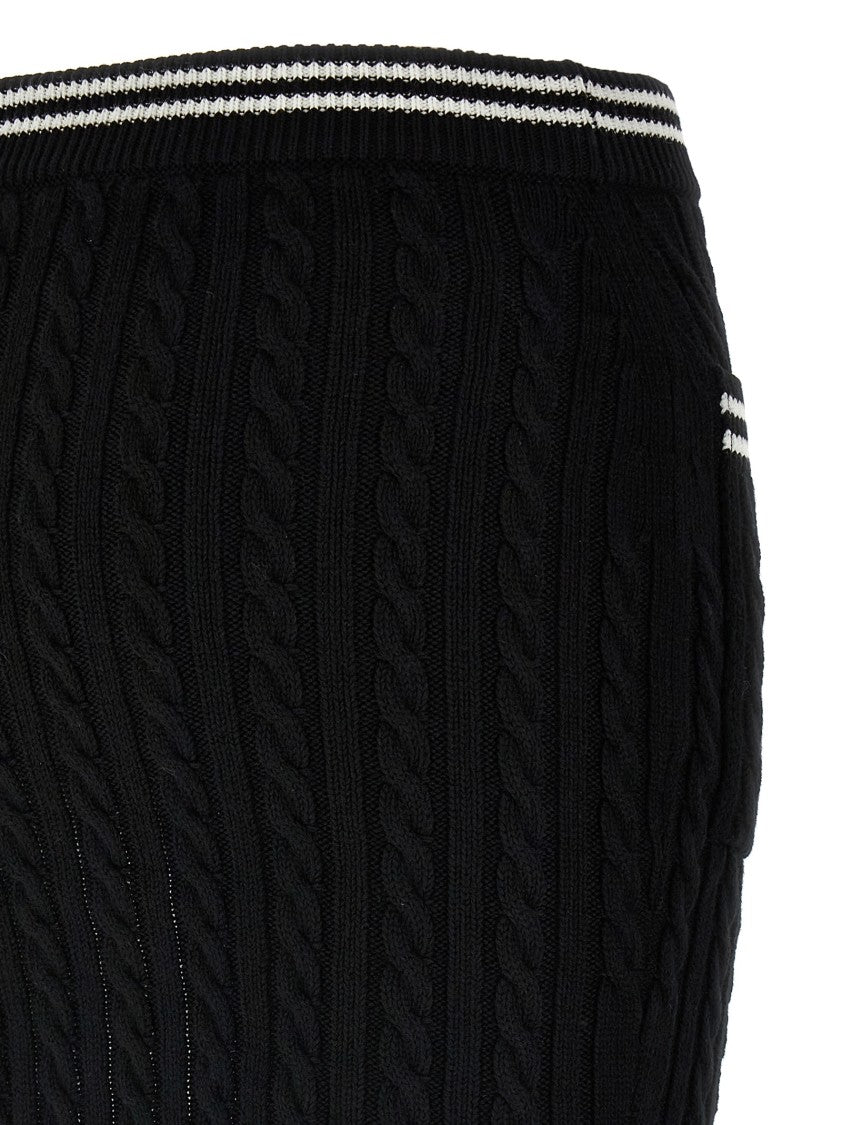 Alessandra Rich Braided Cotton Mini Skirt With Contrast Details