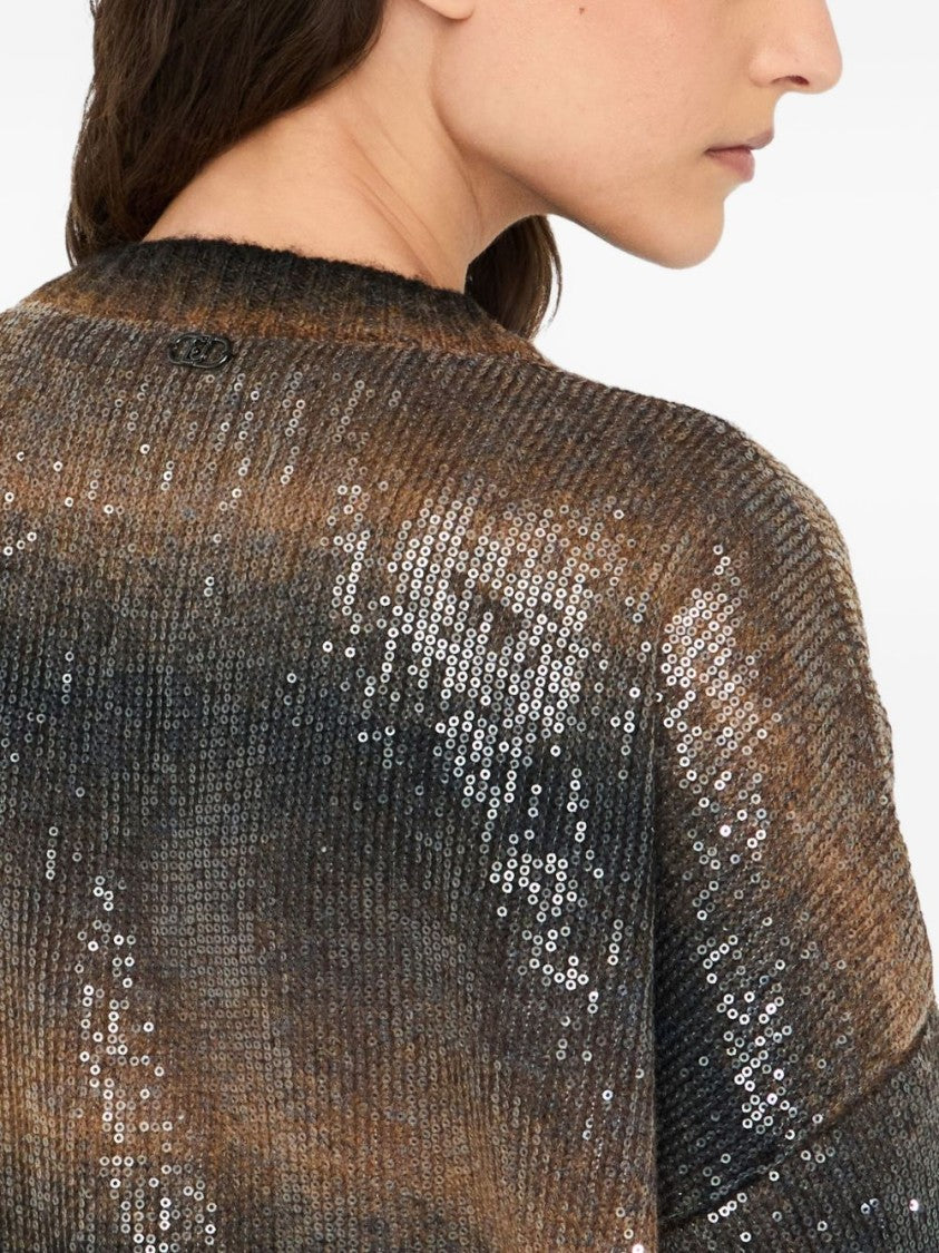 Liu Jo Oversized Gradient Cardigan With Ribbed Texture
