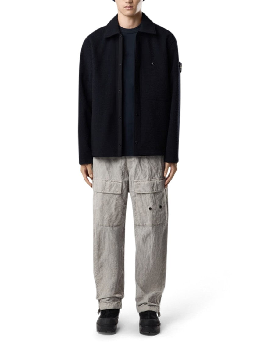 Stone Island Refined Blue Shirt With Polyurethane Coating