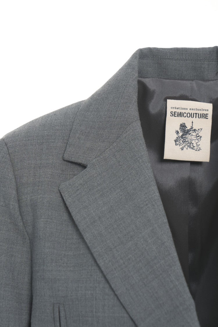 Semi Couture Oversized Single-Button Gray Blazer