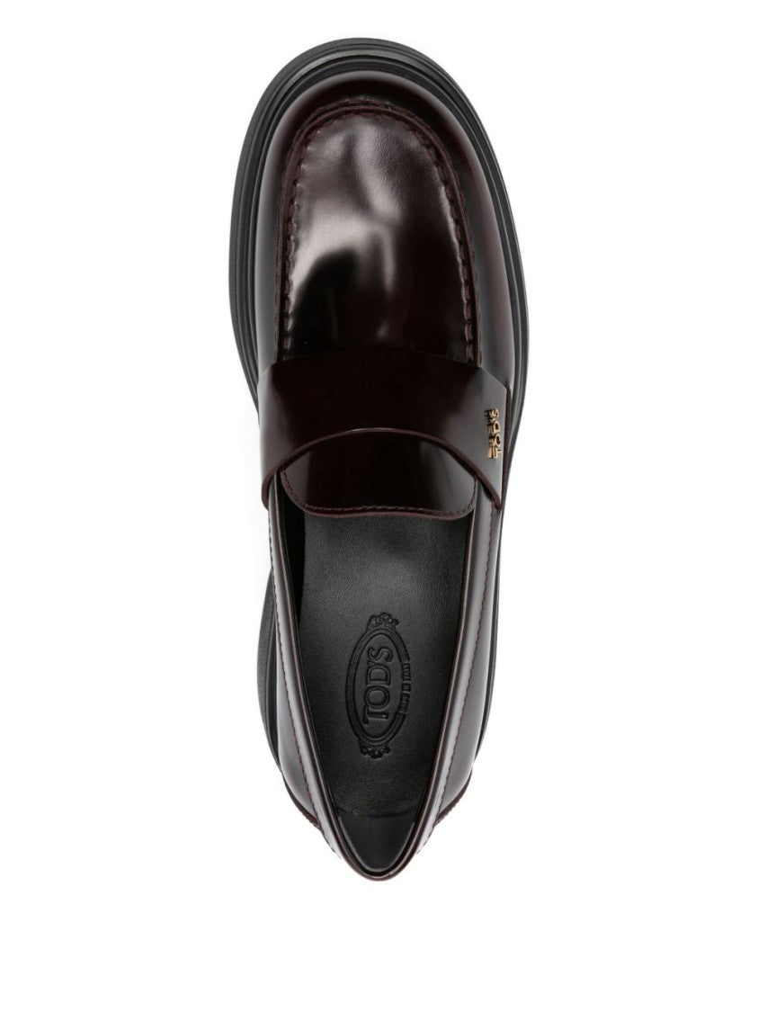 Tod's Brown Calfskin Sandals With Polished Finish