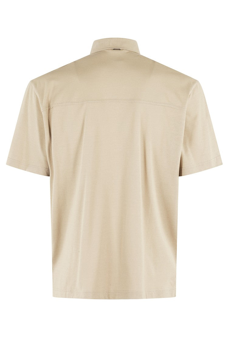 Herno Short-Sleeved Jersey Shirt With Classic Collar