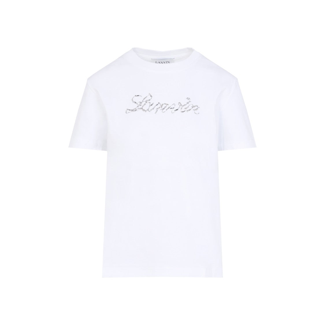 Lanvin Embroidered Script Logo White Cotton T-Shirt