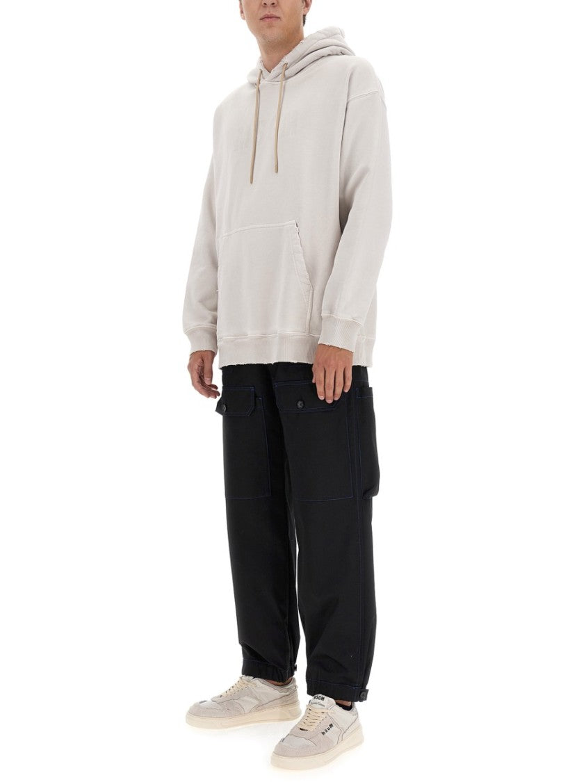 Msgm Cotton Hoodie With Subtle Logo Detail