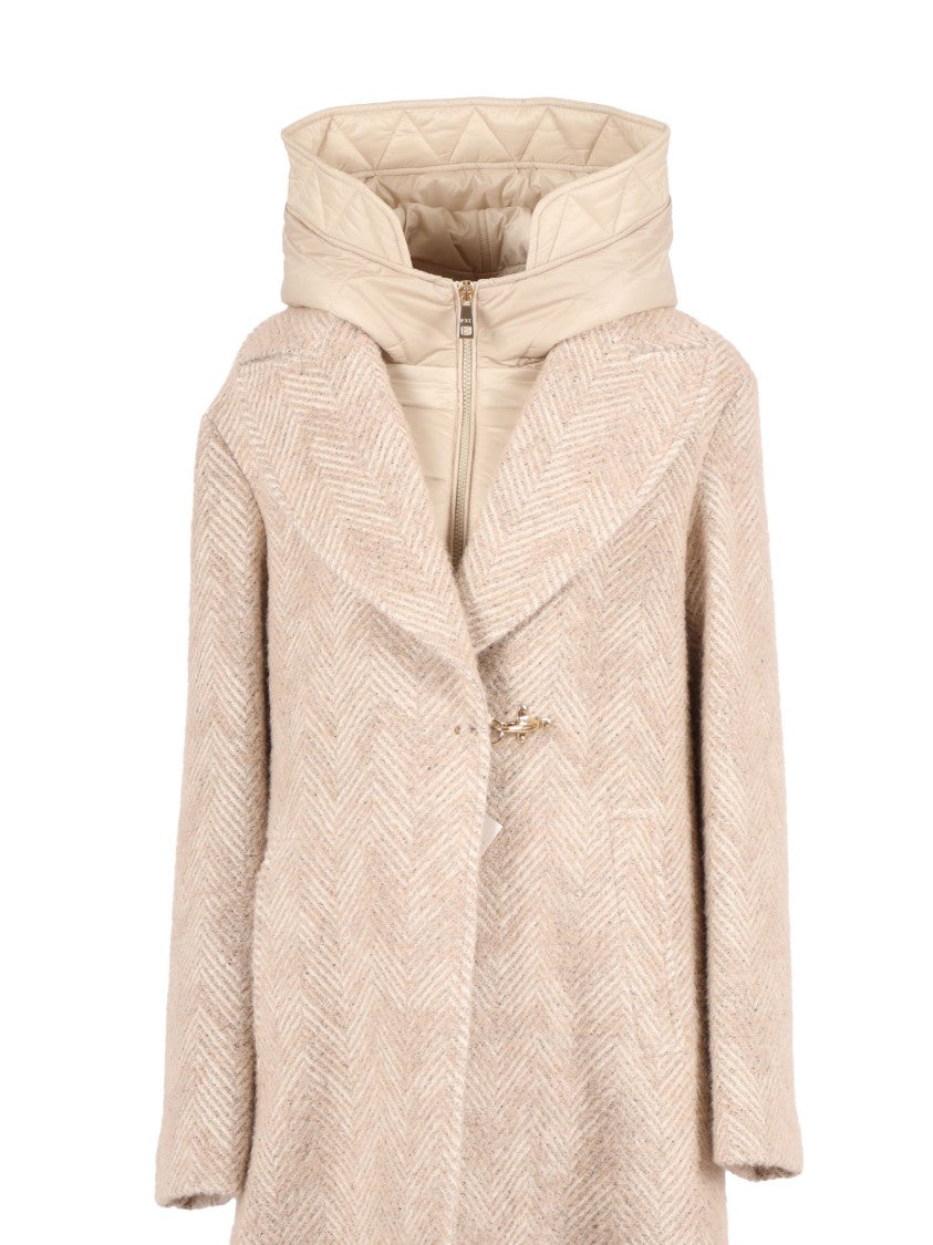 Fay Double-Breasted Coat With High Collar