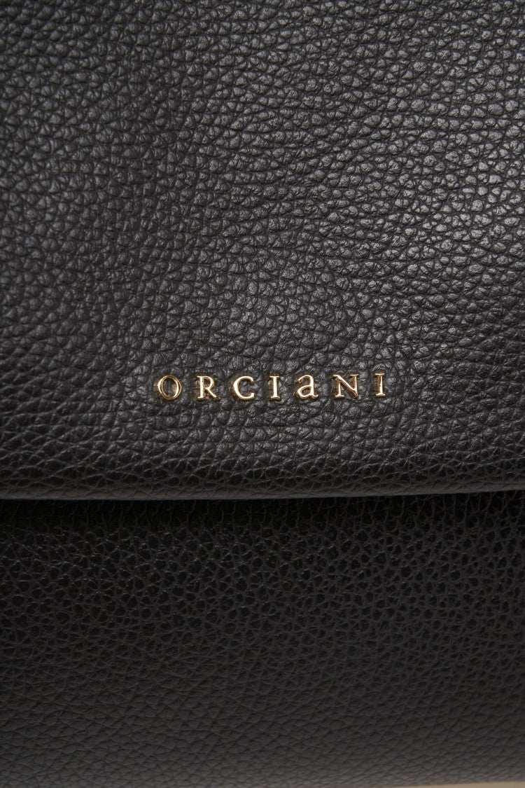 Orciani Structured Hammered Leather Shoulder Bag With Chain Strap