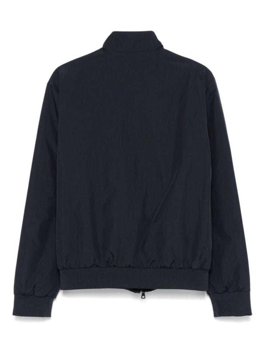 Ea7 Emporio Armani Black Bomber Jacket With Stand-Up Collar
