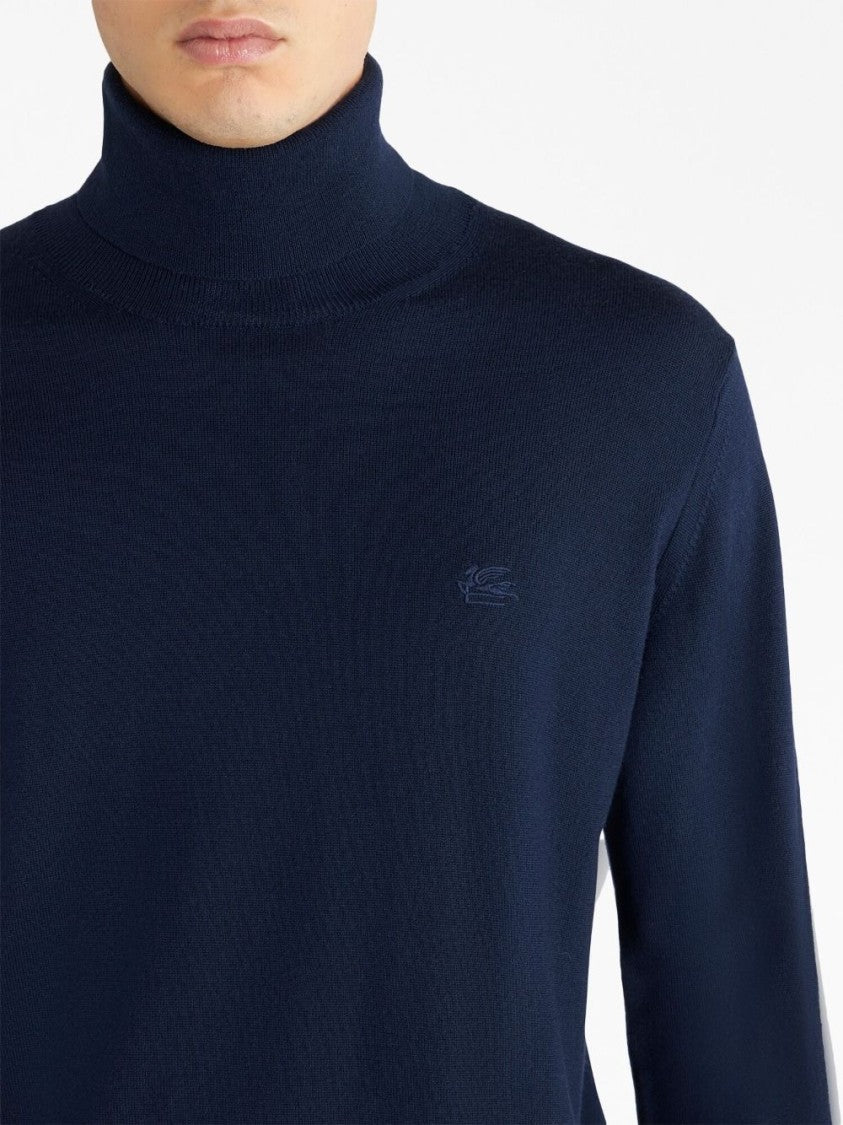 Etro T-Neck Knit Top With High Collar
