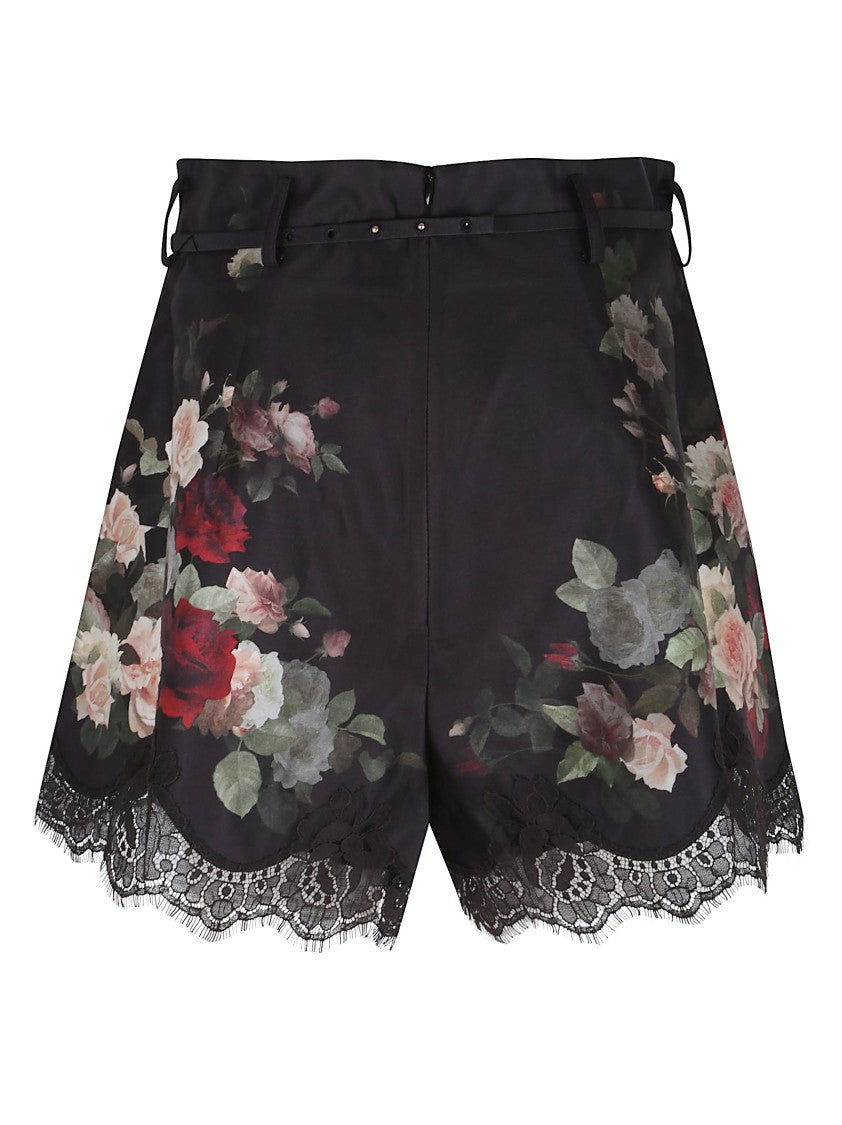 Zimmermann High-Waisted Silk-Cotton Blend Shorts With Lace Trim
