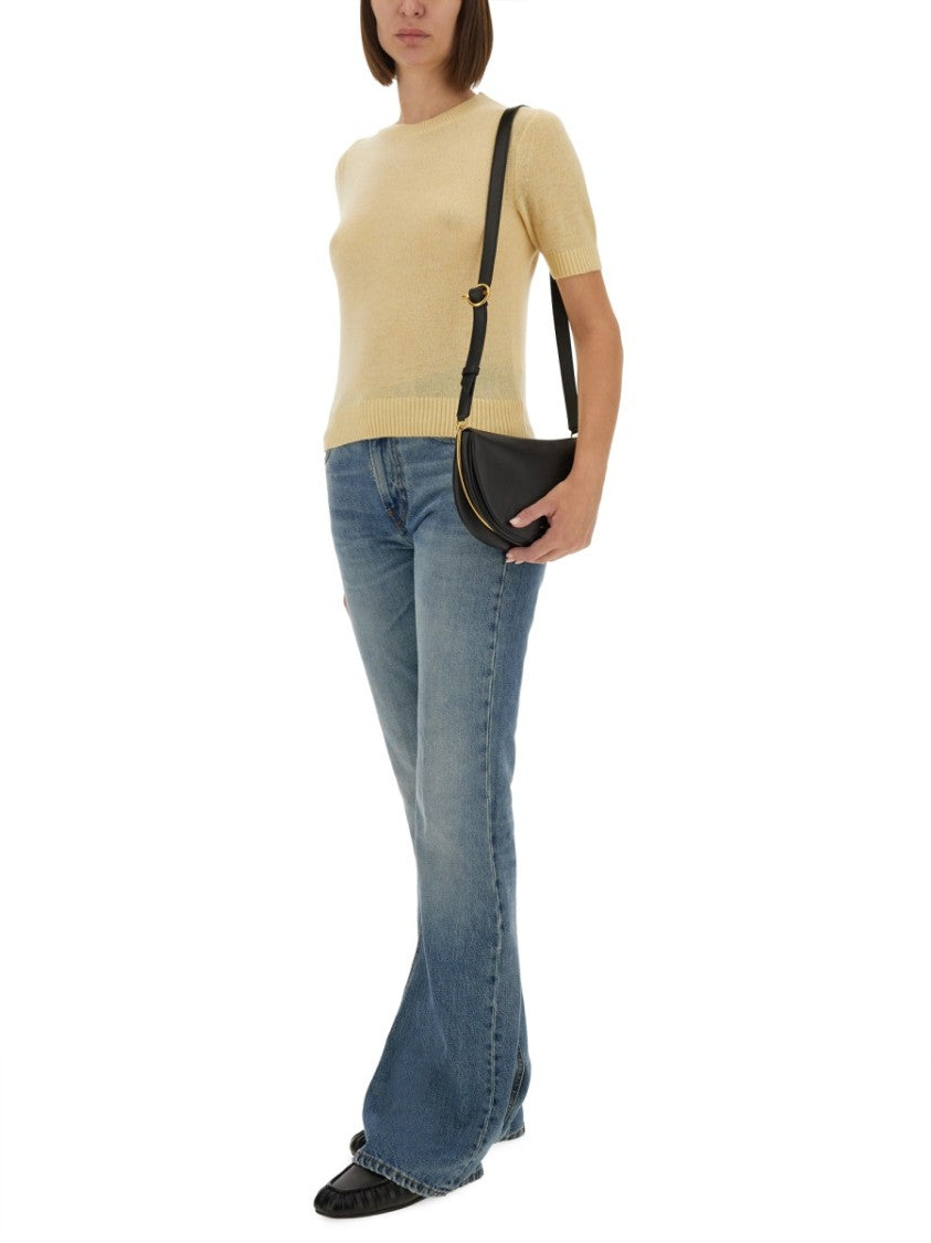 Guest In Residence Short-Sleeved Fitted Cashmere Shirt With Ribbed Detailing