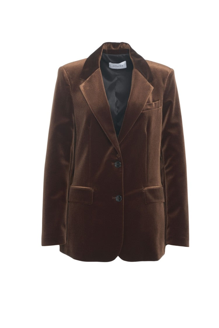 Gender Velvet Blazer With Peak Lapels