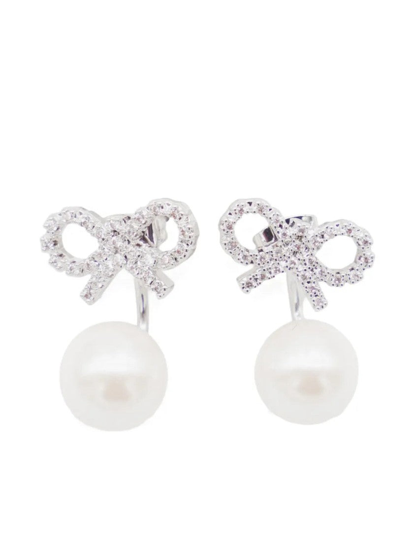 Self-Portrait Crystal Bow Drop Earrings