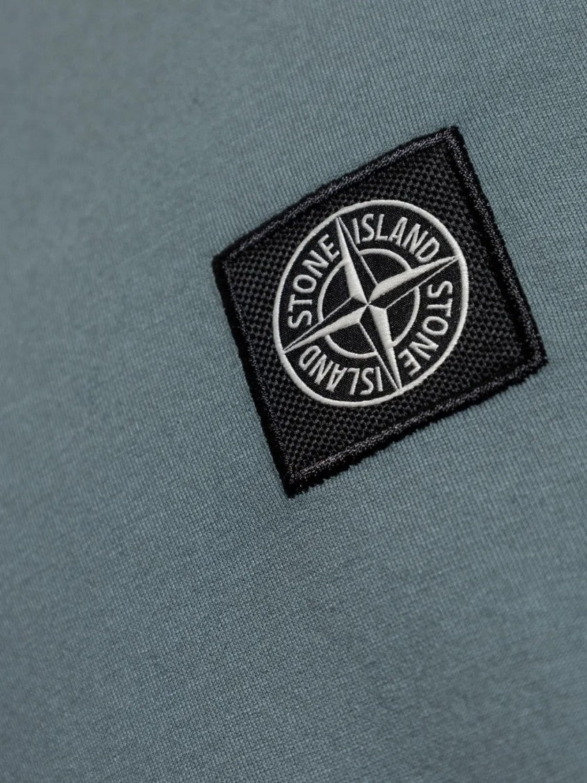 Stone Island V-Neck T-Shirt With Logo Patch