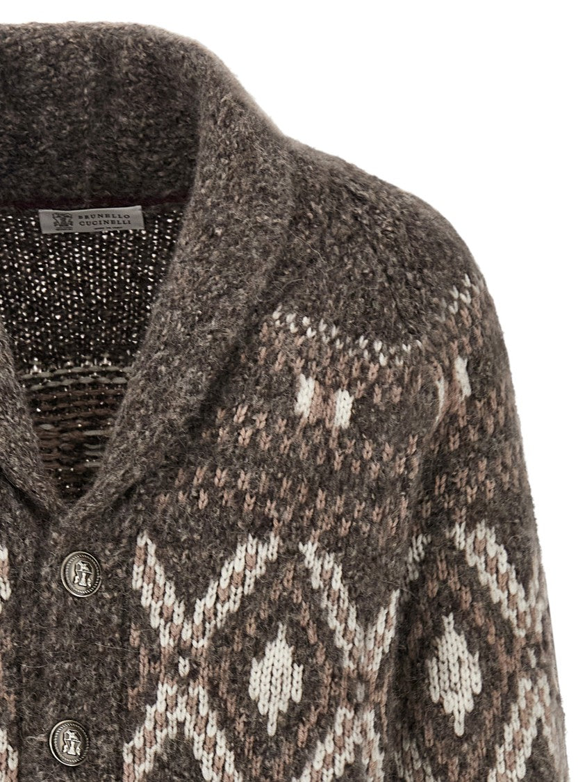 Brunello Cucinelli Geometric Jacquard' Cardigan