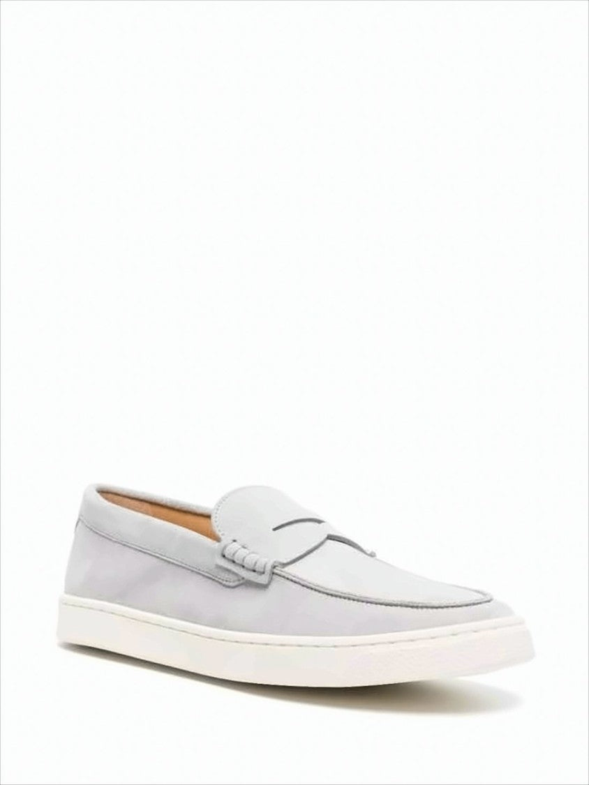 Brunello Cucinelli Grey Suede Loafers With Design