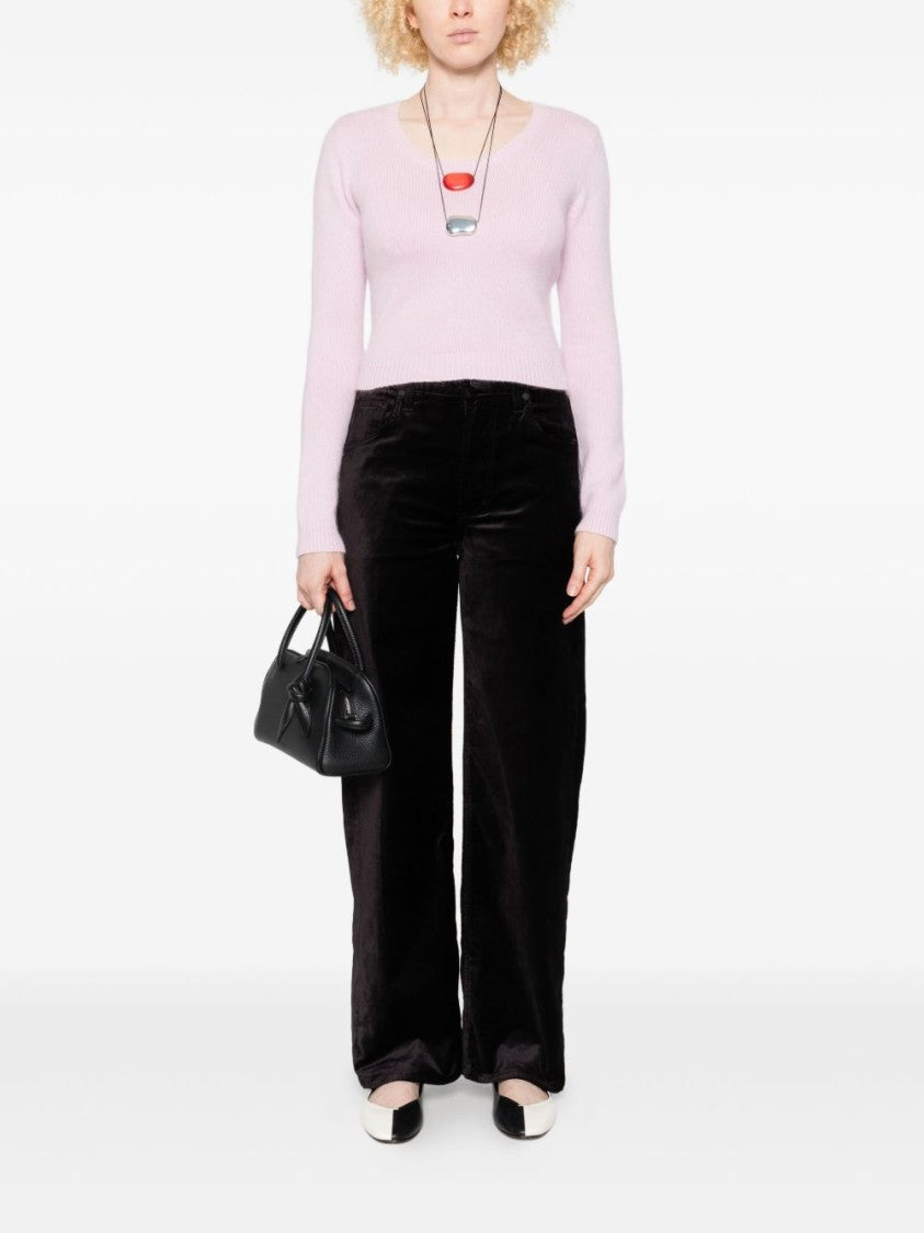 Twin-Set Light Pink Knitted Sweater With Ribbed Detail