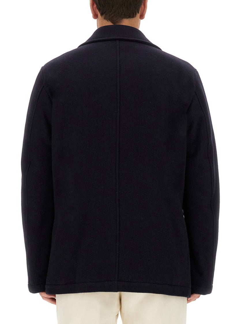 Fay Double-Breasted Black Wool Coat