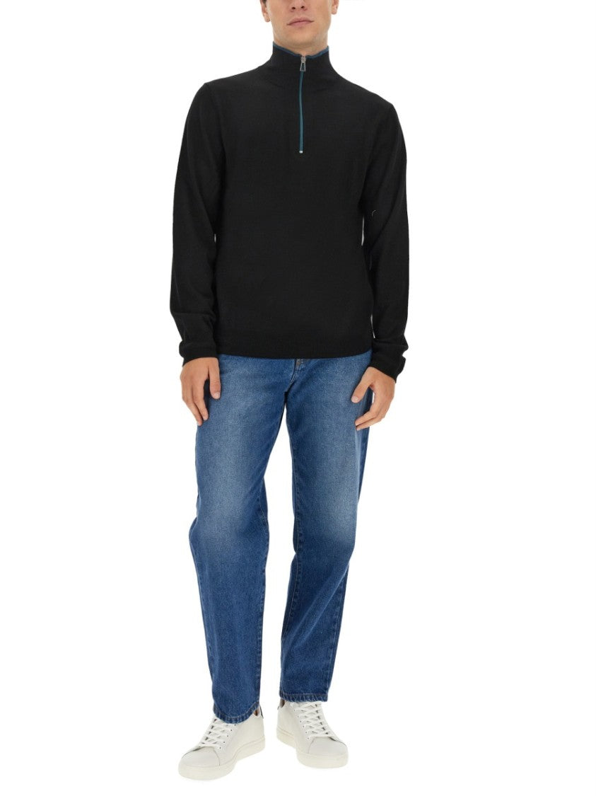 Ps Paul Smith Slim-Fit Black Jersey With High Collar