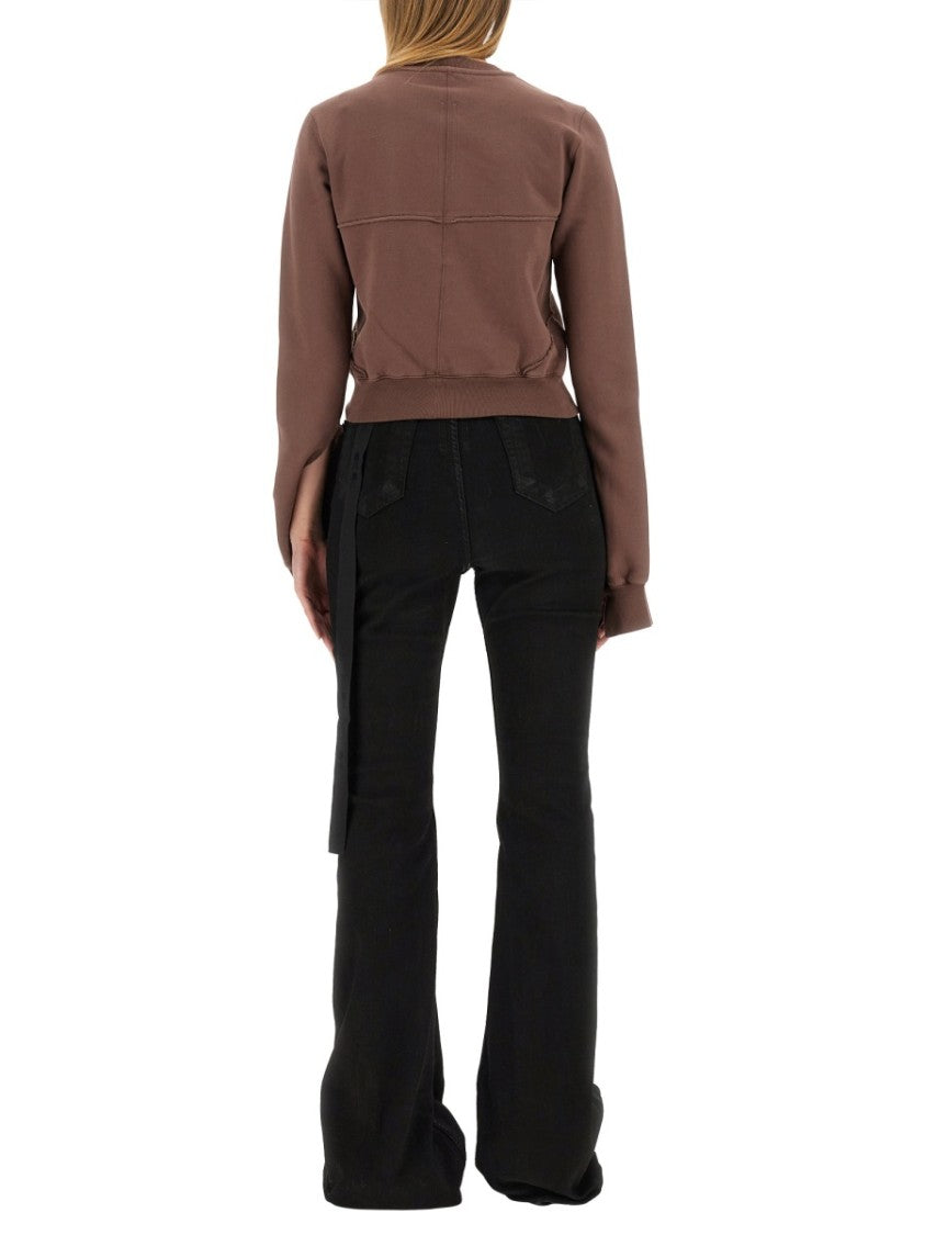 Drkshdw By Rick Owens Cropped Sweatshirt With Flared Sleeves