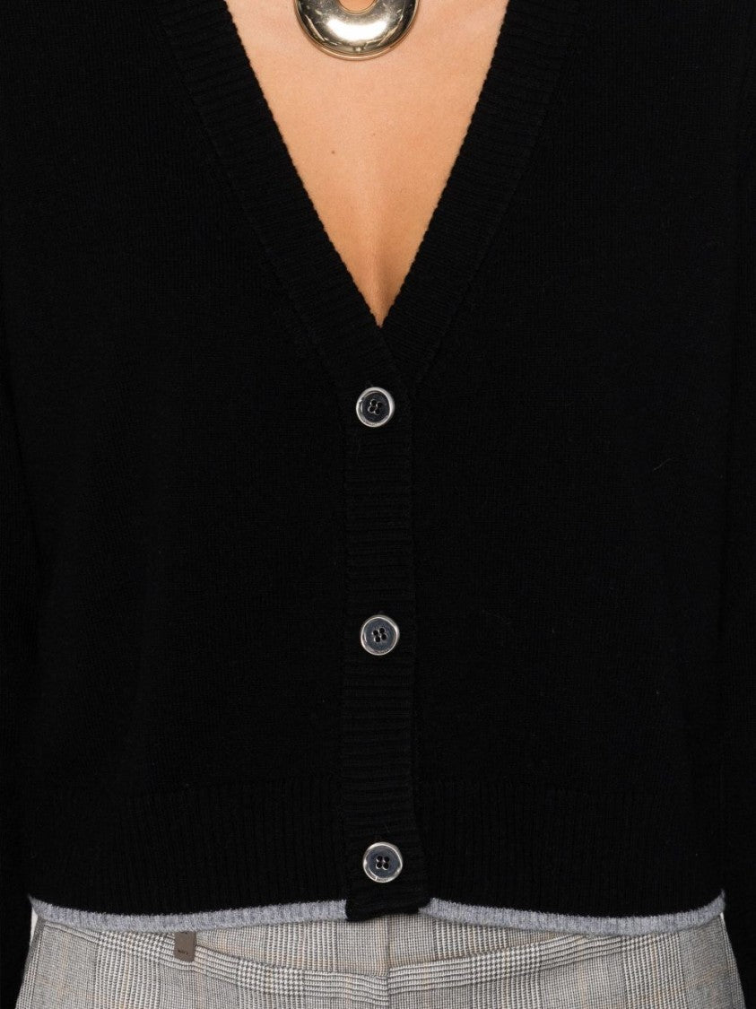 Pinko Cropped Cardigan Sweater With Deep V-Neckline