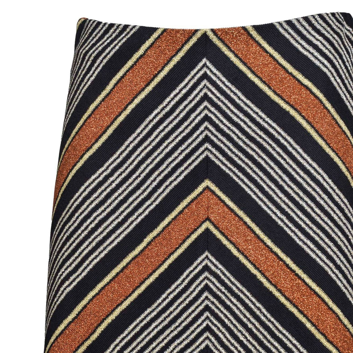 Missoni Orange Lamé Striped Viscose Mini Skirt