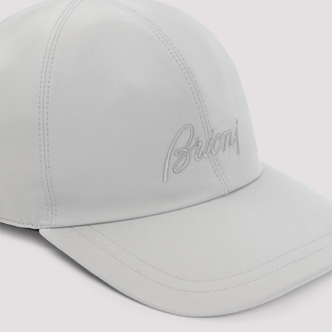 Brioni Embroidered Logo Grey Baseball Hat With Six-Panel Design