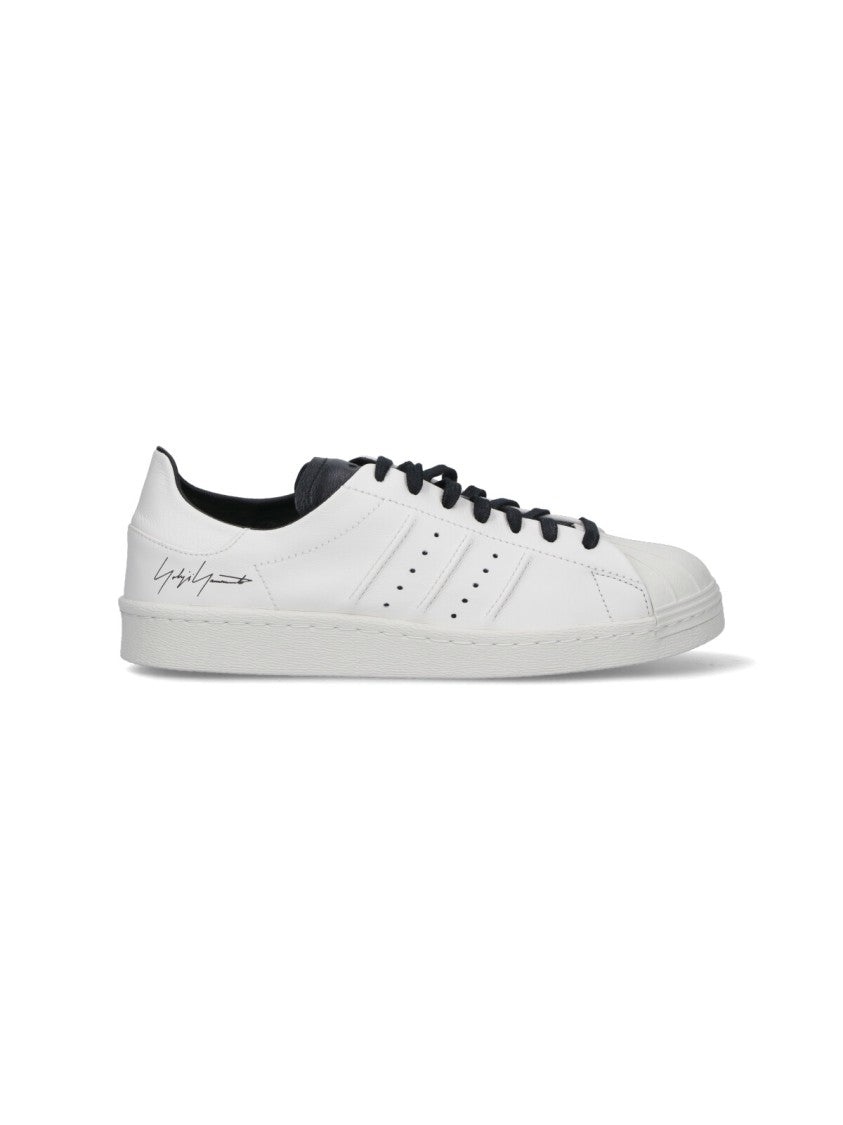 Y-3 Contrast-Detail White Leather Y-3 Superstar Sneakers