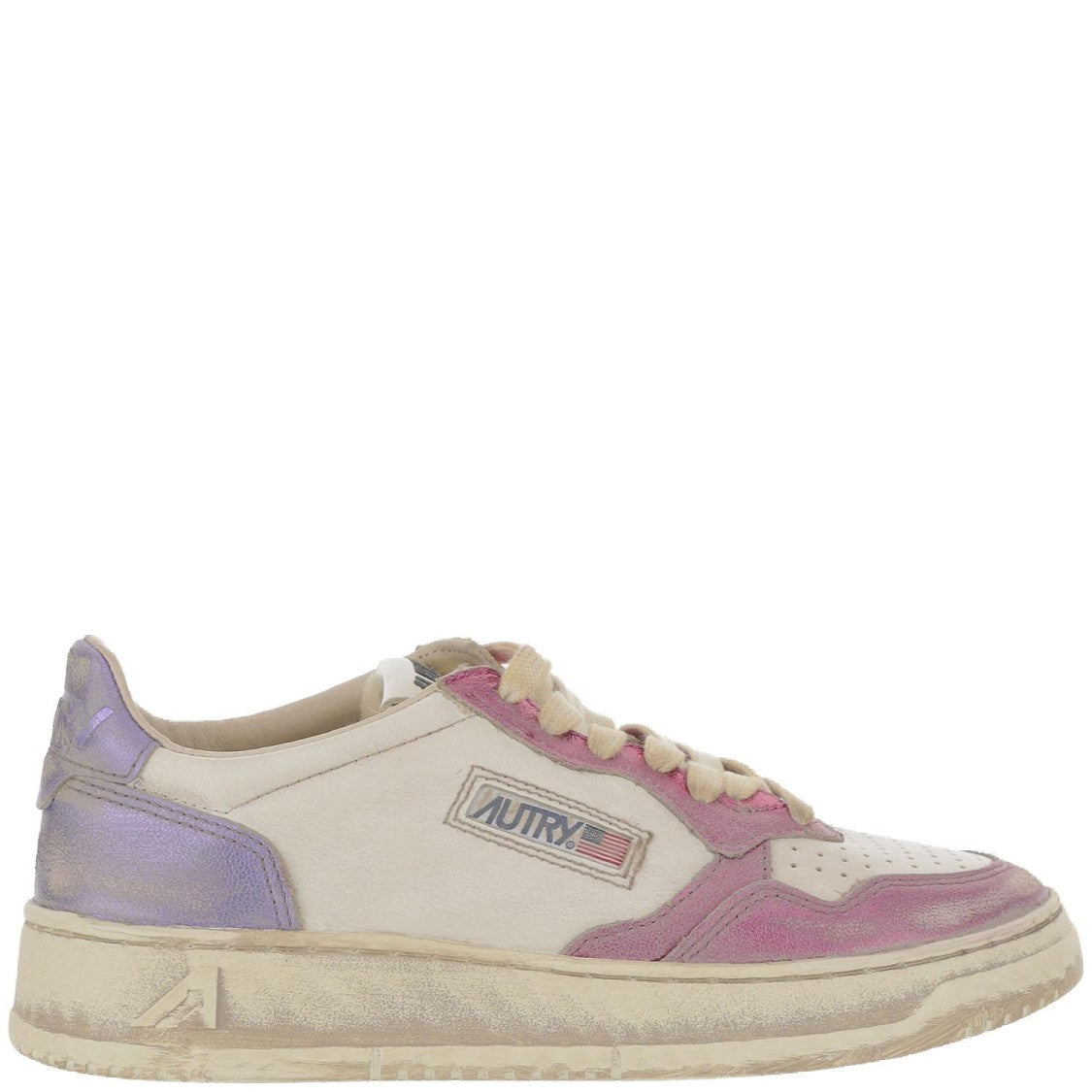 Autry Low-Top Leather Sneakers With Vintage Effect