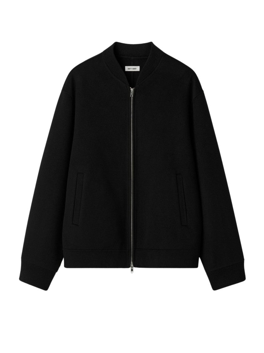 Soft Goat Zip-Up Bomber Jacket