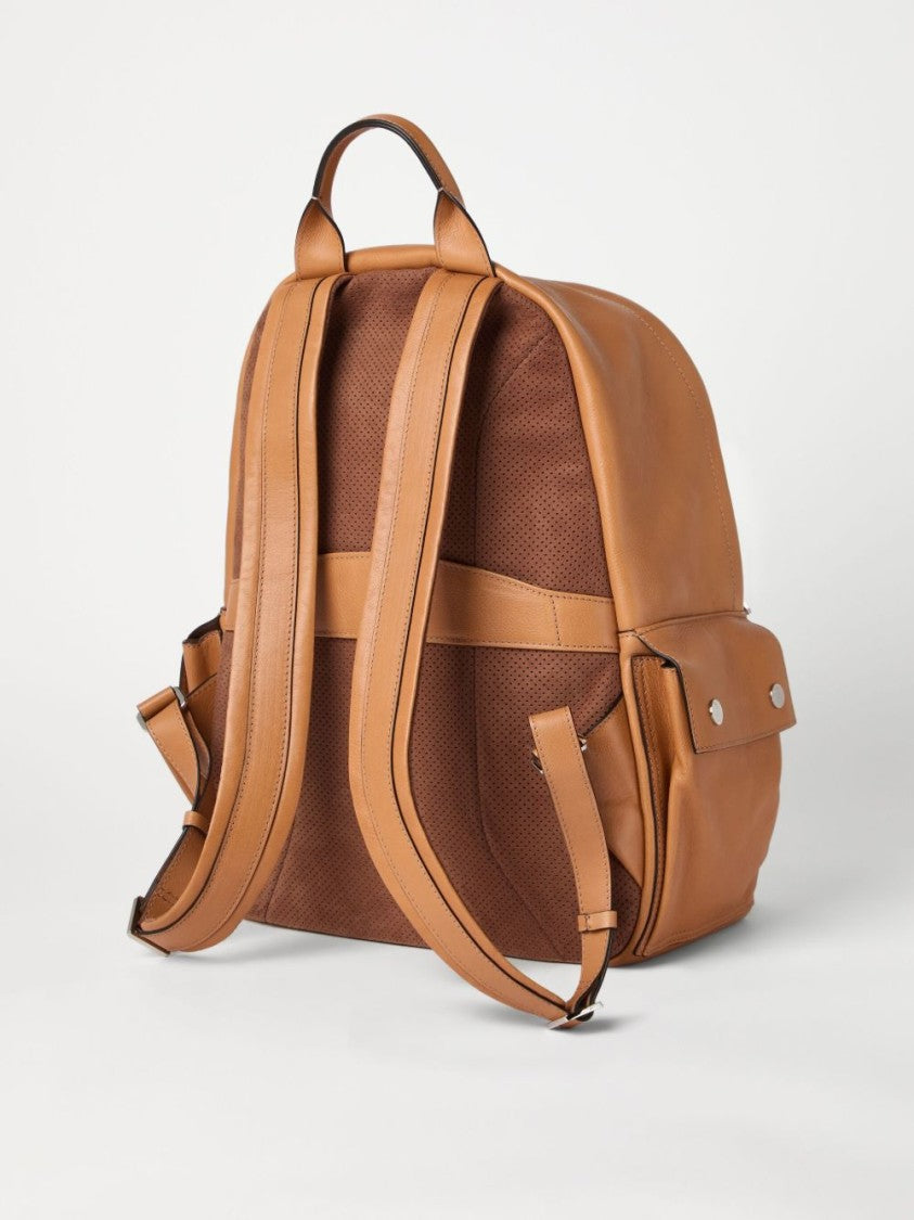 Brunello Cucinelli Structured Leather Backpack With Interior Organizational Pockets
