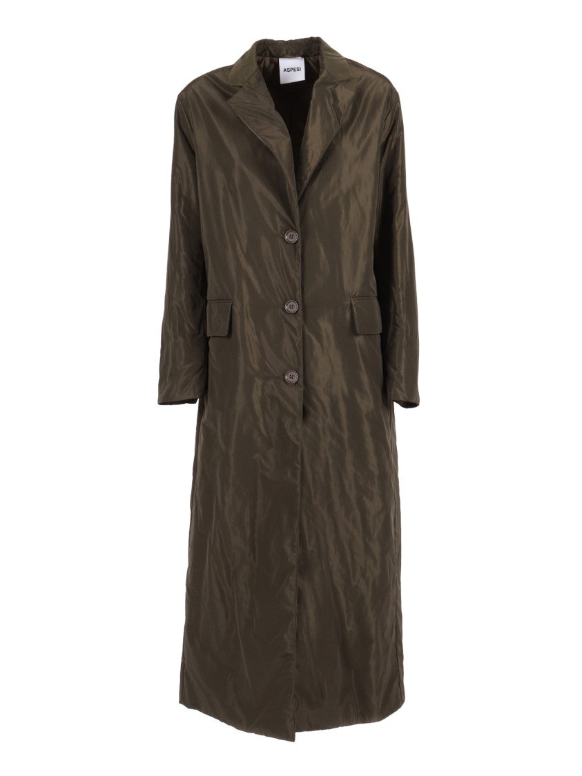 Aspesi Straight Cut Long Coat With Classic Collar
