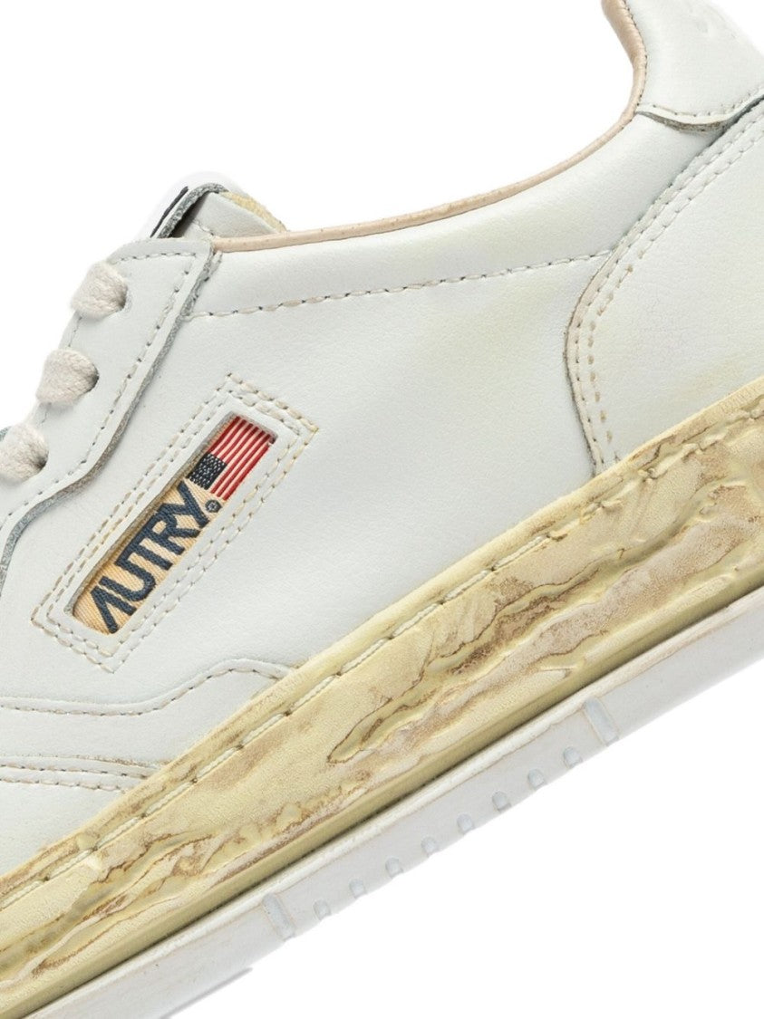 Autry X Maison Mihara Yasuhiro Low-Top White Leather Sneakers With Perforated Detailing