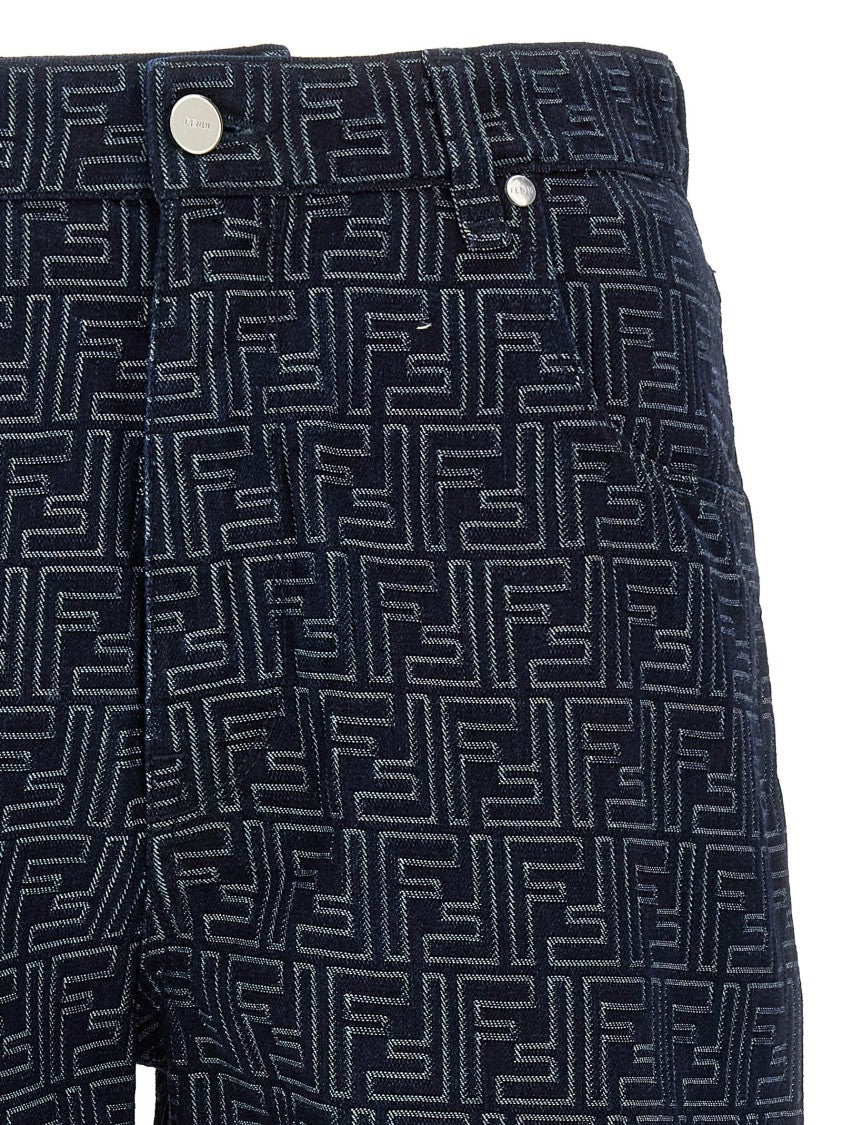 Fendi Jacquard Ff Bermuda Jeans