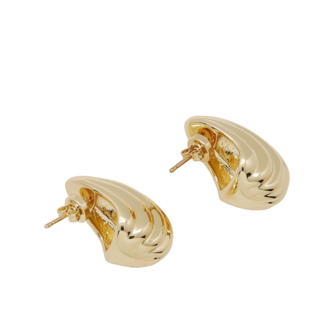 Anine Bing Gold-Toned Drop Earrings With Ribbed Shell Texture