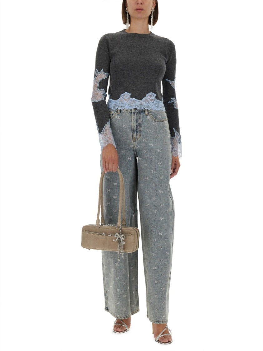 Self-Portrait Jeans With Rhinestone Bows