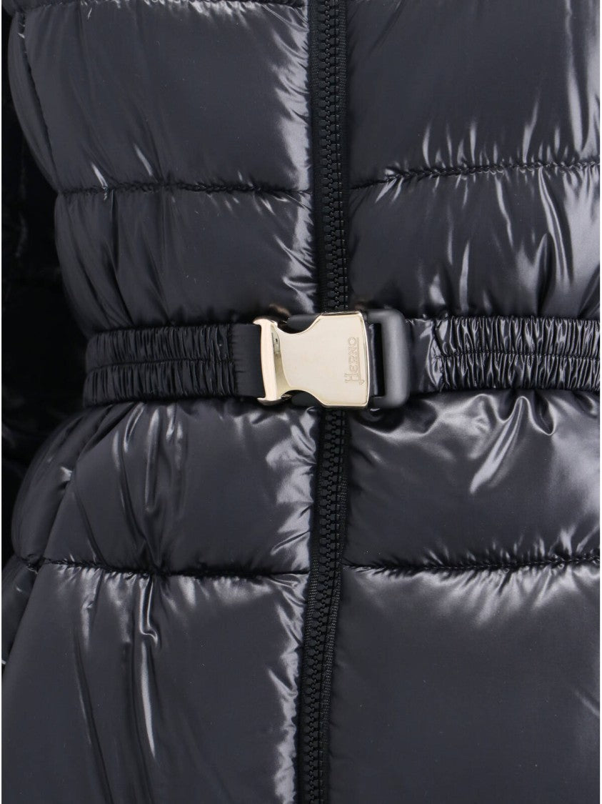 Herno Maxi Puffer Jacket With Belt And High Collar