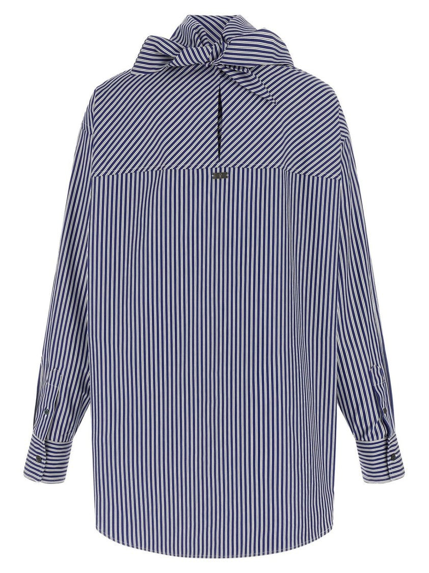 Ami Bandana-Inspired Striped Blouse In Breathable Cotton