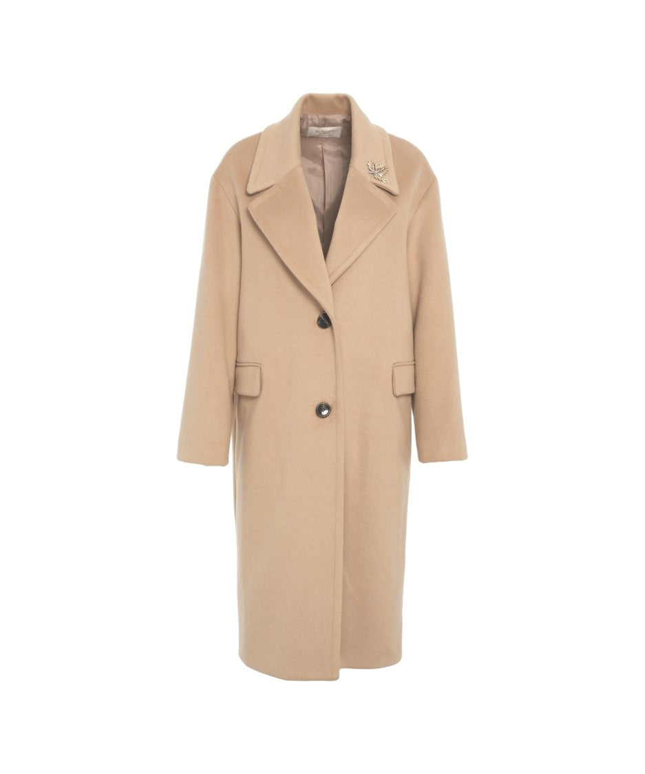 Kaos Classic Beige Coat With Peak Lapels