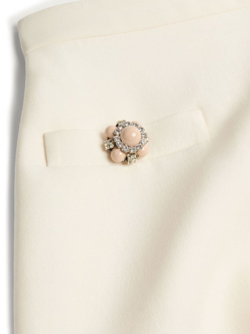 Valentino Flared White Wool-Silk Blend Couture Skirt