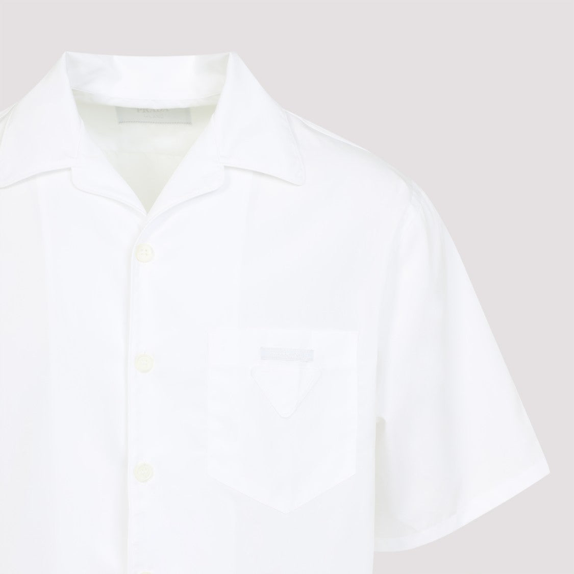 Prada Short-Sleeve Tailored Cotton Shirt With Classic Pocket