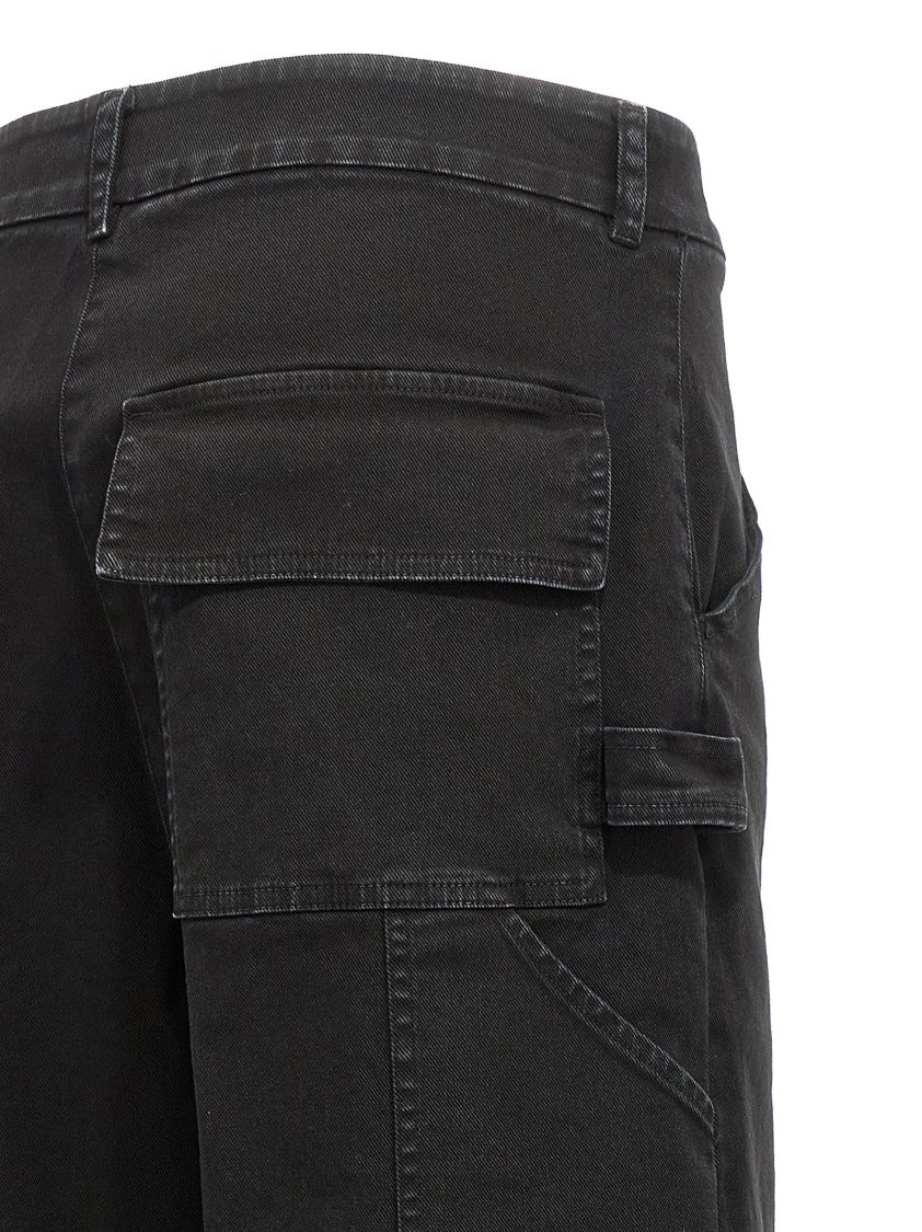 Nude Straight Leg Cargo Pants With Medium Waist