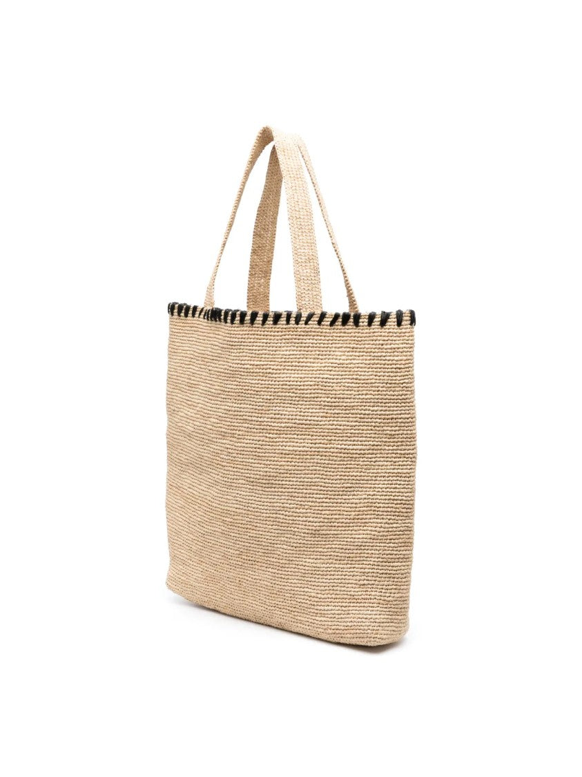Lanvin Embroidered Logo Raffia Tote Bag
