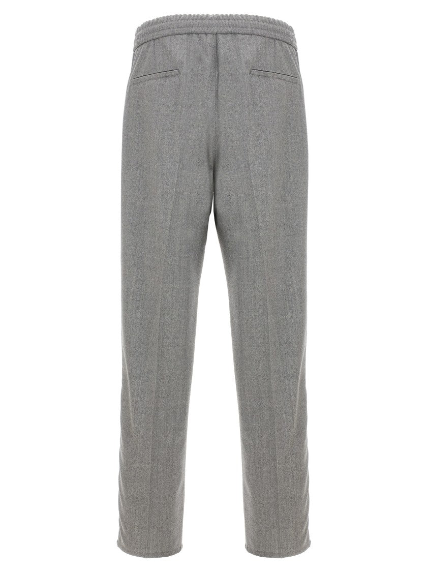 Brunello Cucinelli Wool Front Pleat Pants With Adjustable Waistband